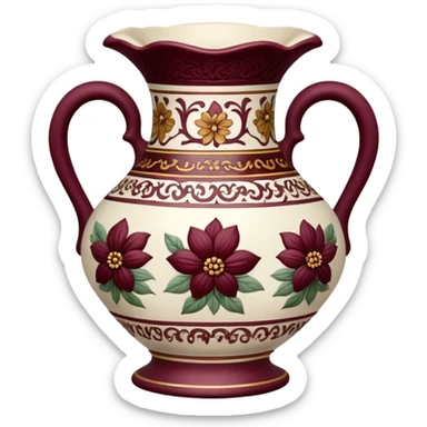 Vintage vase burgundy flowers sticker