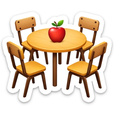 a table with four chairs, playful and friendly, apple iOS emoji style sticker