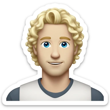 light curl blonde 30yo man blue eyed pale skin sticker