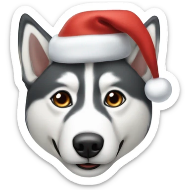 Husky with a Santa hat sticker