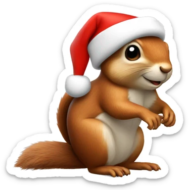 Squirrel wearing a Santa hat sticker