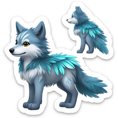Fluffy Shy Chibi Spiritual Shamanic Wolf With Shiny Tribal Markings wearing feathers Full Body sticker