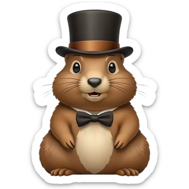 Groundhog in a top hat  sticker