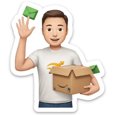 elon musk throwing amazon box in the air sticker