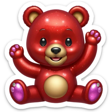 red glitter bear Happy  sticker