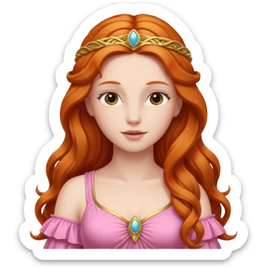 Venus, Love Goddess from Rome Mythology with long ginger hair, pink outfit sticker