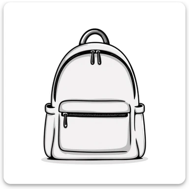 a backpack with pockets, zippers, and straps, in pastel colors dd9fb0, ffc6d3, a3bfc9, c4bee2, f1b091, detailed hand-drawn doodle style sticker