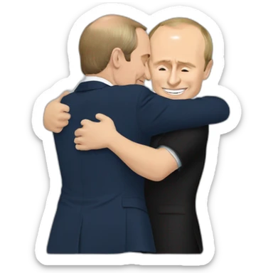 Emmanuel Macron hugging Vladimir Putin sticker