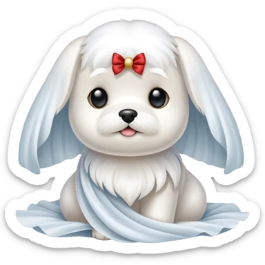 White Maltese silk sticker