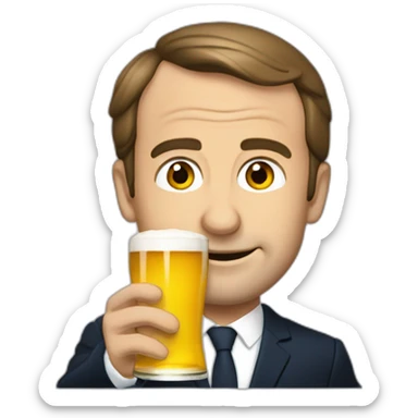 Macron qui boit une bière  sticker