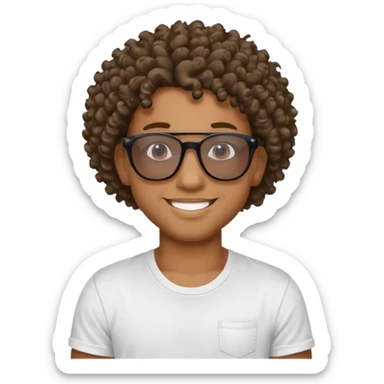 new york, cool young black guy with shades, curly hair, nice smile sticker