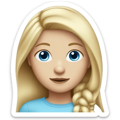 Straight blond hair girl with Blue eyes and a sky blue top sticker