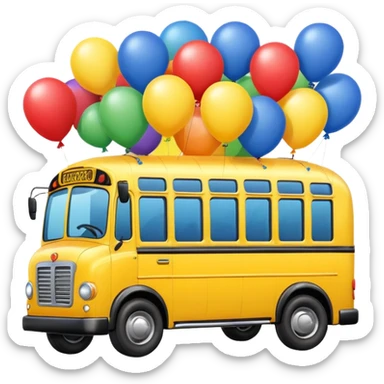 make me a high definition emoji of a bus suspended by ballons sticker