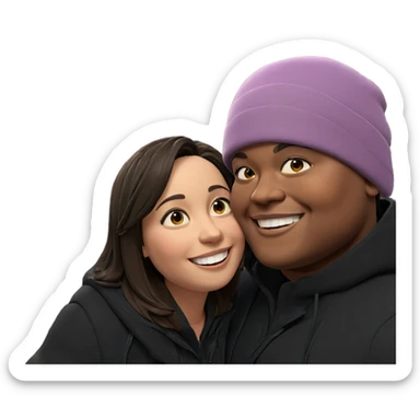 smiling couple in city night sticker