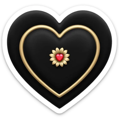 Black flower heart sticker