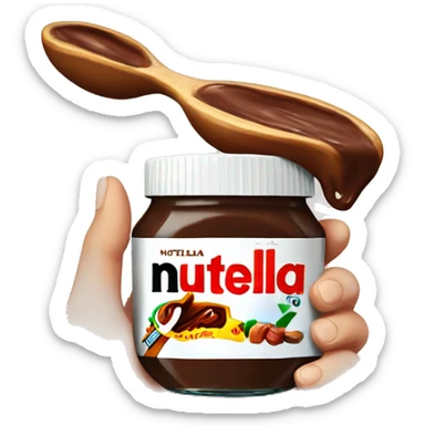 a Nutella jar with a hand inside sticker