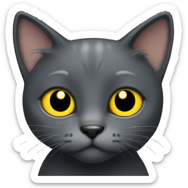 cute dark grey cat with yellow eyes  sticker