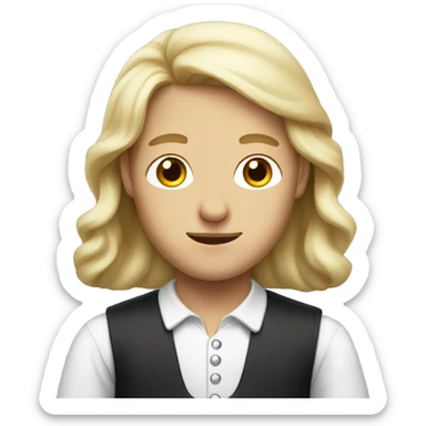 polish man with long blonde hair in a maid costume sticker