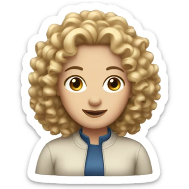 Curly hair white women sticker
