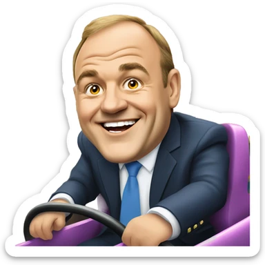 Liberal Democrat leader Ed Davey smiling on a rollercoaster sticker
