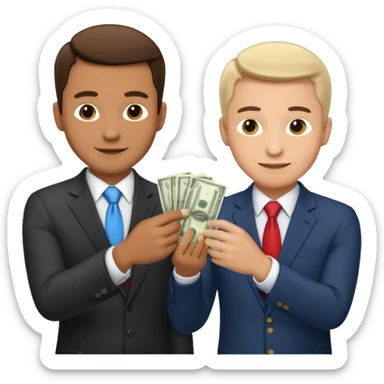 money exchanging between two men (one is a business man and one is a politician) sticker