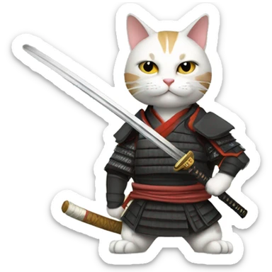 samurai swordsman cat sticker