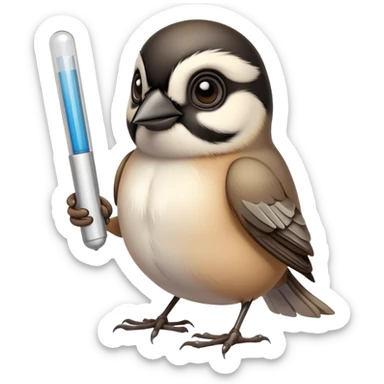 Chickadee with thermometer  sticker