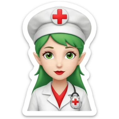 elf nurse with nurse red cross hat sticker