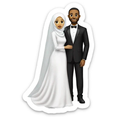 Hijabi modest bride next to groom in tux sticker