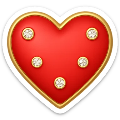 Make the single heart red, pastel red enamel, sparkling gems, subtle gradient, soft glowing effect, tiny size, with no background, general style. sticker