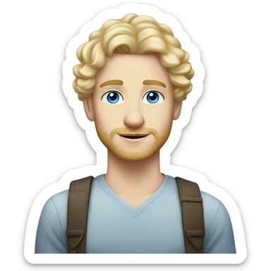 full body light curl blonde 30yo man blue eyed pale skin sticker