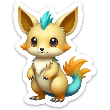 Cute cool colorful fantasy animal hybrid Fakemon full body sticker