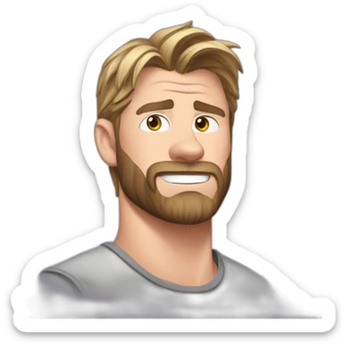chris-hemsworth cartoon wearing tee sticker
