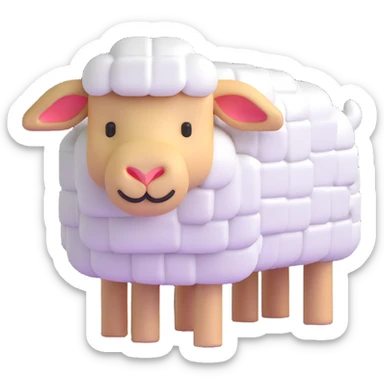 square blocky Minecraft style sheep sticker