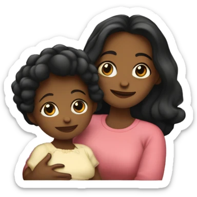 Uma mãe negra com um bebê de pele clara no colo   sticker
