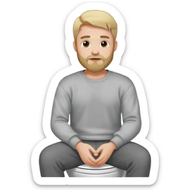 A blonde bearded man wearing a sweatshirt while sitting on a toilet sticker