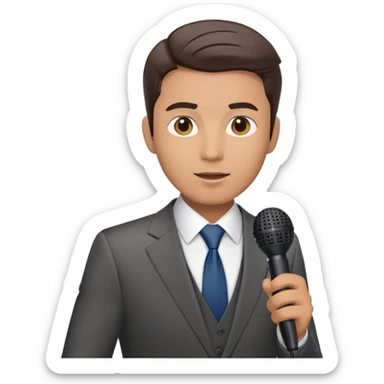 Vavinews Man, news reporter with microphone and suit sticker
