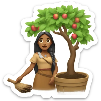 Pocahontas planting apple trees sticker