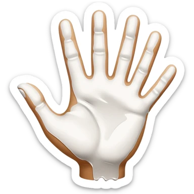 Hand with white stuff on it sticker
