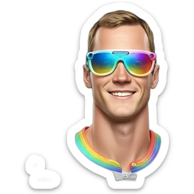 Fancy disco Jonathan Toews wearing rainbow lace shirt and wearing VR glasses sticker