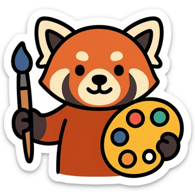 red panda with brush and pallet sticker