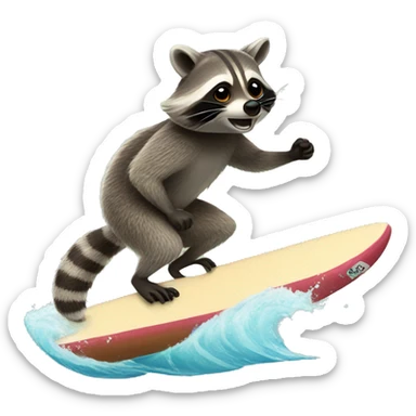 Raccoon surfing  sticker