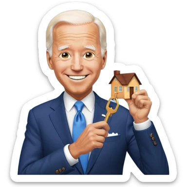 Joe Biden with keys to a new house sticker