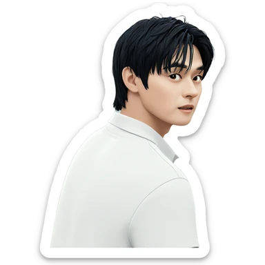 boy outdoors with black hair sticker