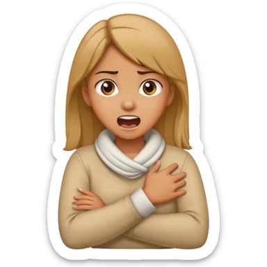 girl crossing arms holding neck and yelling sticker