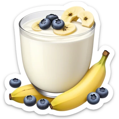 Yogurt with sliced banana and blueberries sticker