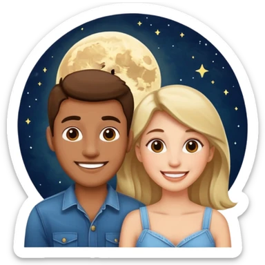 couple talking with moon in the background sticker