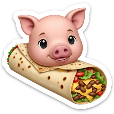A pig with a burrito sticker