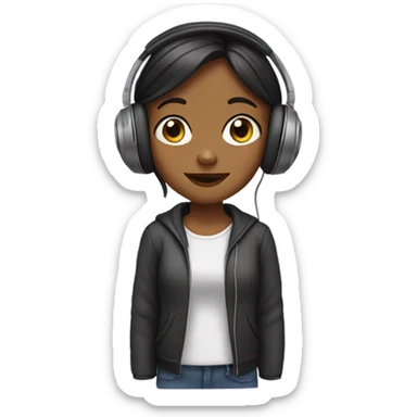 girl with headphones sticker