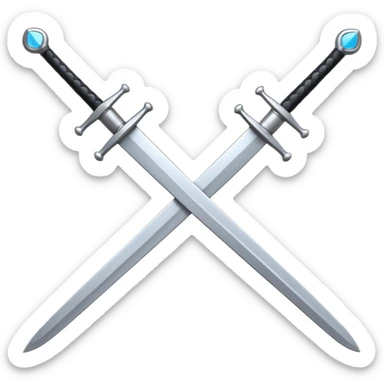 three silver swords, 2 making a X with another on top making a unoutlined sideways bowtie shape. sticker